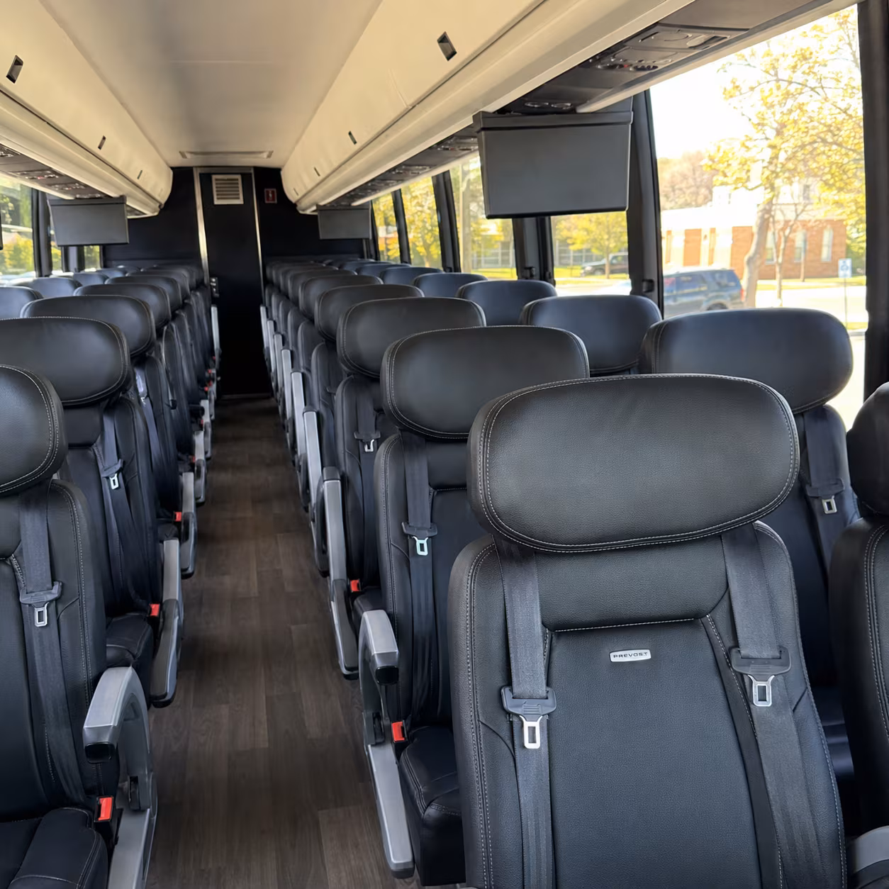 56 passenger charter bus inside