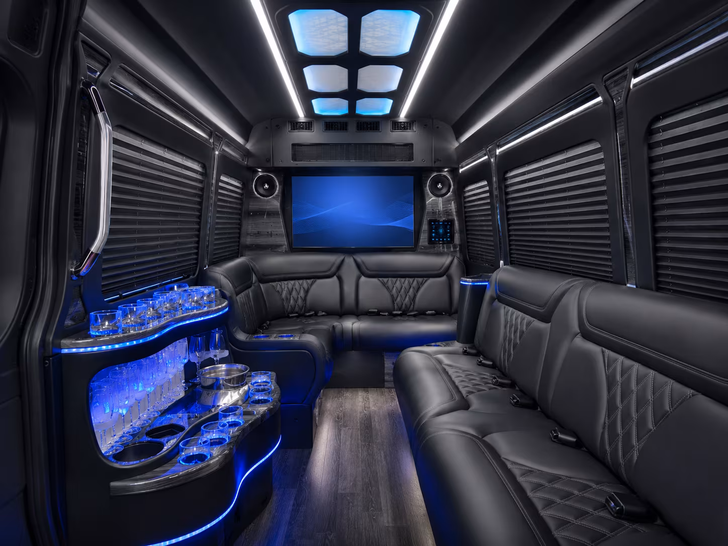 carlsbad 15 passenger party bus inside