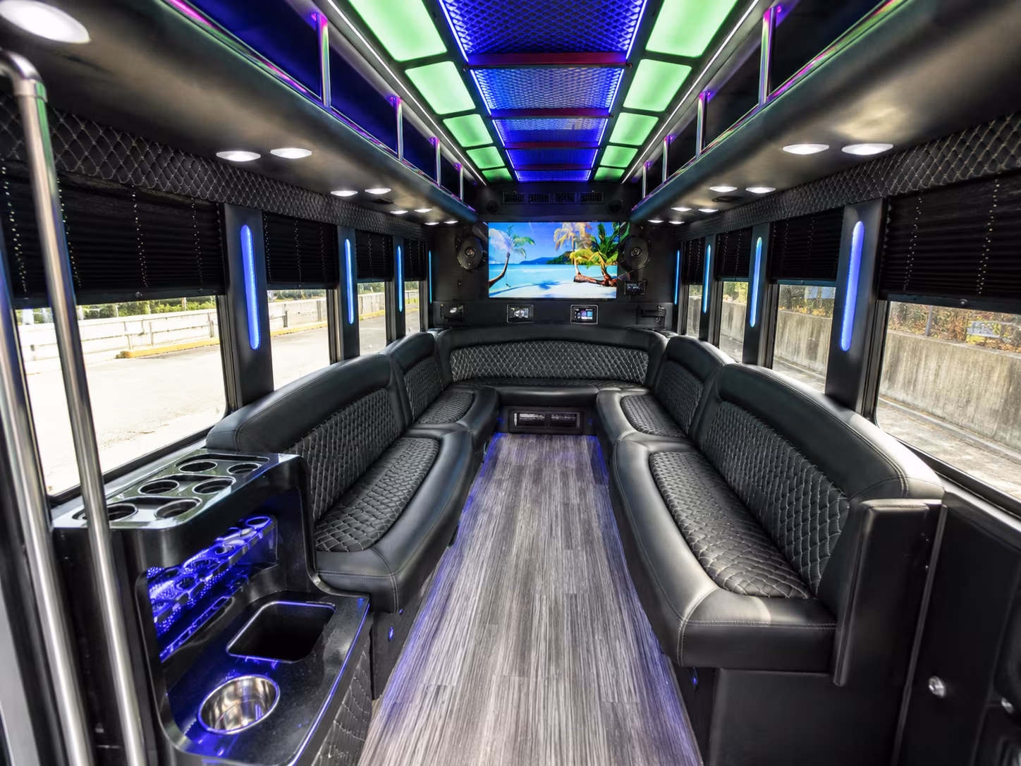 carlsbad 18 passenger party bus inside